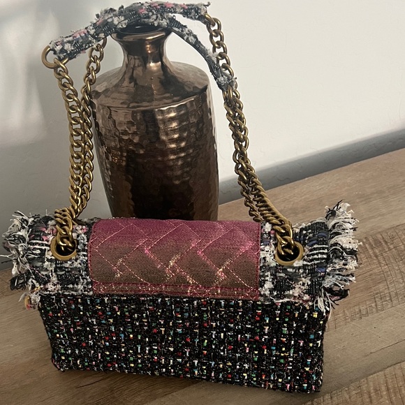 Kurt Geiger Multicolor Tweed Shoulder Bag with Crystal Embellishment - Picture 2 of 4